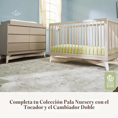Vista 6 de Little Seeds Pala - Cuna convertible 4 en 1, color gris pardo/blanco lavado