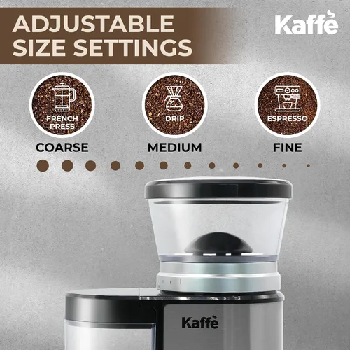 Vista 2 de Kaffe Molinillo de Café Eléctrico de Rebabas (5.5 onzas) con ajustes de grosor precisos ajustables - rebabas planas - [motor mejorado] - molinillo