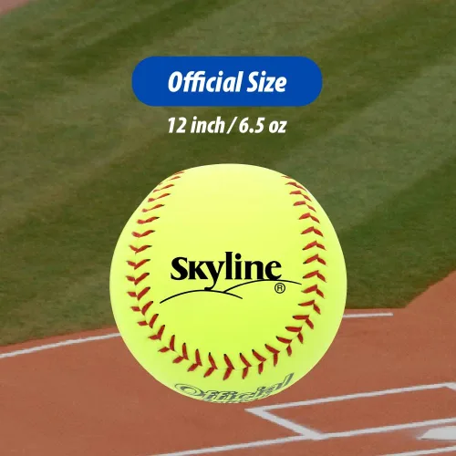 Vista 4 de Skyline SL-12 - Paquete de 6 bolas de sóftbol de tamaño y peso oficial de 12 pulgadas, pelota de entrenamiento para juegos, bateo, campo