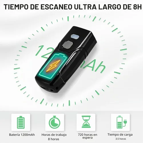 Vista 3 de Escáner de código de barras inalámbrico, escáneres de código de barras Bluetooth 1D 2D con cable USB y Bluetooth 4.2 y 2.4G inalámbrico 3 en 1