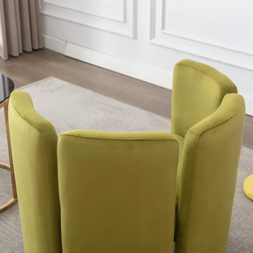 Vista 7 de Silla de acento de terciopelo, silla única acolchada en forma de barril con respaldo circular, diseño moderno, lindas sillas decorativas laterales