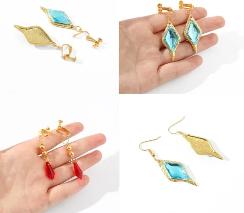 Vista 4 de Genshin Impact - Aretes irregulares para mujer, accesorios de joyería de cosplay, diseño de elementos creativos, regalos de moda para fanáticos