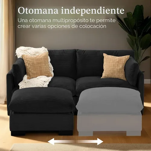 Vista 4 de Best Choice Products Sofá biplaza moderno para sala de estar, sillón reclinable de pana, funda extraíble, cojines de resorte, marco de madera