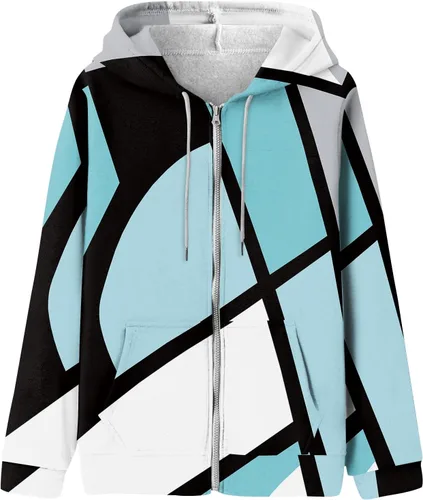 Vista 2 de ROKIACDE Abrigo para mujer de moda, sudaderas Y2K con cremallera completa, abrigos con capucha 2023 con capucha y bolsillos, color azul