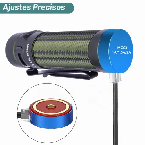 Vista 3 de Kissmart Cargador MCC 3 para Olight Odin/Odin Mini/PL-Pro/Baton3/Warrior Mini2/Perun 2/Seeker 3 Pro/Warrior 3s/Baldr Pro R Cable de carga USB