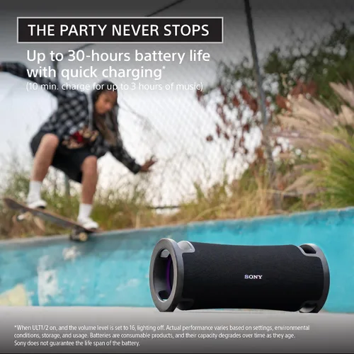 Vista 5 de Sony ULT Field 7 - Altavoz inalámbrico Bluetooth para fiestas, IP67 impermeable, graves potentes, batería de 30 horas, karaoke, mango cómodo y luces