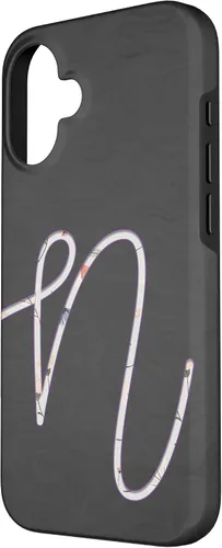 Vista 2 de Carcasa para iPhone 16 con monograma de letra N de plata clara