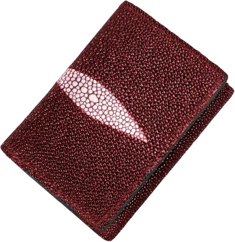 Vista 5 de Cartera hecha a mano de cuero de 9 tarjetas de piel auténtica de Stingray, Negro