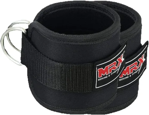 Vista 10 de MRX - Correa de tobillo con anillo en D, polea para levantamiento de pesas, tobillera acolchada, correas de gimnasio