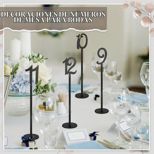 Vista 5 de Yulejo - 20 números de mesa para boda con soporte, 1-20, color negro