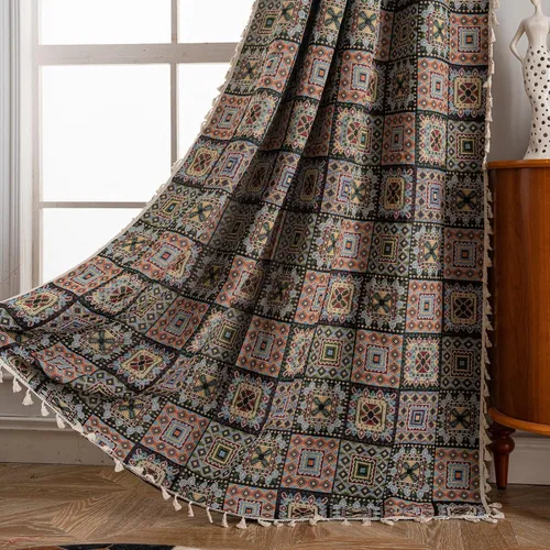 Vista 12 de ENJOYBRIDAL - 2 paneles de cortinas, florales, estilo bohemio, de granja, rústico o clásico, semitraslúcidas, con bolsillo para cortinero y borlas