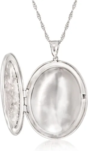Vista 4 de Ross-Simons Sterling Silver Personalized Floral Locket Necklace