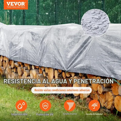 Vista 2 de VEVOR Lona impermeable de 16 x 20 pies, cubierta de lona de polietileno de plástico de 10 mil, lona multiusos resistente a desgarros, rayos UV
