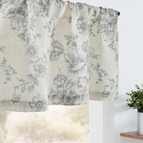 Vista 12 de jinchan - Cenefa de lino con borde de encaje, cenefa rústica de estilo granja para ventana de 16 pulgadas, tratamiento para ventana pequeña