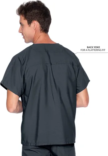 Vista 3 de Landau Essentials Unisex Relaxed Fit 1-Pocket V-Neck Scrub Top 7502