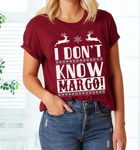 Vista 4 de I Don't Know Margo - Camiseta divertida de Navidad para mujer, camisetas de manga corta con gráficos lindos