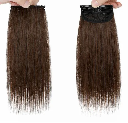Vista 2 de Extensión de cabello sintético sin costuras con clip para cabello fino para mujeres, 7.9 in, marrón claro