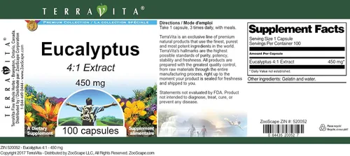 Vista 3 de Eucalipto 4:1-450 mg (100 Cápsulas, ZIN: 520052)