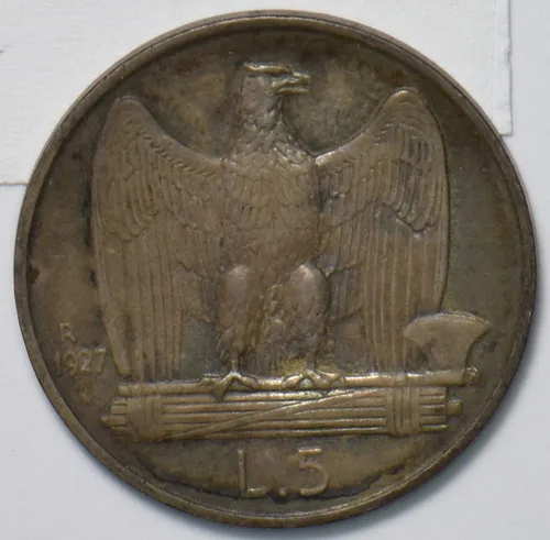 Vista 2 de Moneda Coleccionable Italia 1927 5 Lire Eagle animal 193340