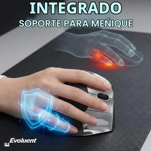 Vista 6 de Evoluent Ratón vertical original del mundo – VMC Classic Wireless USB