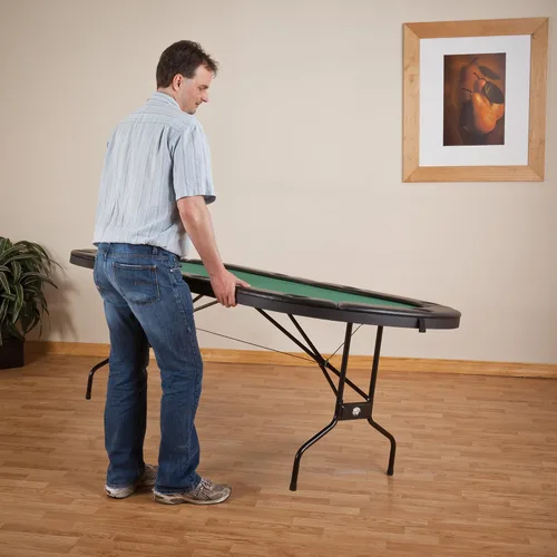 Vista 5 de Fat Cat mesa de juego para casino/póquer Texas Hold 'em plegable con borde acolchado, para 10 jugadores