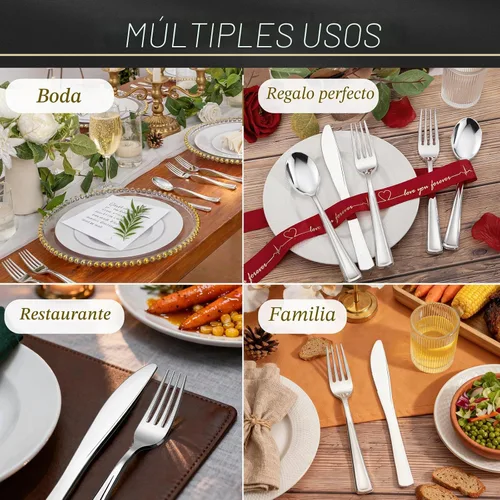 Vista 9 de WDF 180 cubiertos de plástico plateado – cubiertos de plástico plateado – cubiertos de plástico elegante resistente – 60 tenedores, 60 cuchillos, 60