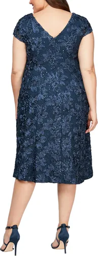 Vista 2 de Alex Evenings Vestido largo de té para mujer con detalle de roseta