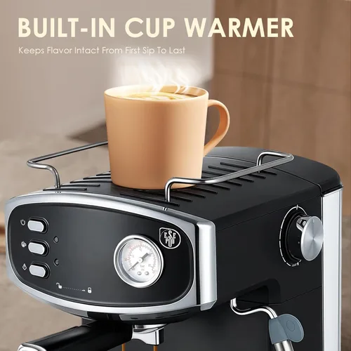 Vista 4 de Plum chef Cafetera espresso de 20 barras para el hogar, cafetera compacta profesional con vaporizador de leche, medidor de presión, tanque de 54