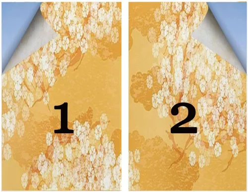 Vista 2 de Película adhesiva de vidrio esmerilado para ventana, color crema de caléndula, para privacidad, exótica, japonés, flor de cerezo japonés, película