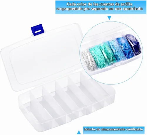 Vista 5 de 6000 piezas de cuentas de arcilla azul para hacer pulseras, cuentas Heishi de arcilla polimérica Funtopia, cuentas de disco planas redondas