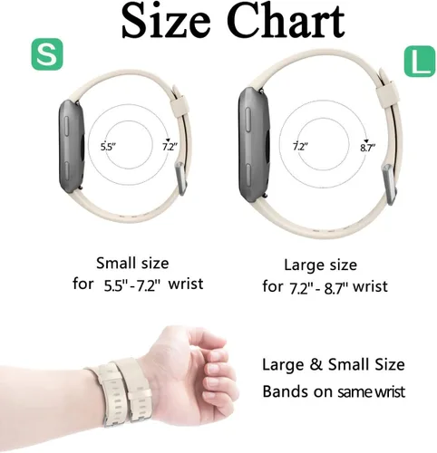 Vista 7 de Wepro Correa compatible con correas Fitbit Versa 2 para mujeres y hombres, correa suave compatible con bandas Fitbit Versa, correa deportiva Beige