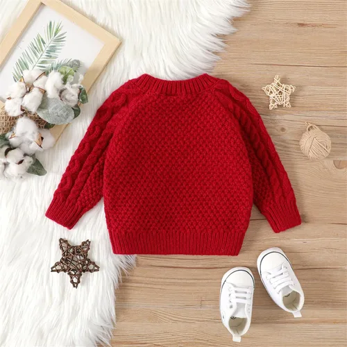 Vista 2 de PATPAT Baby Pullover Crewneck Sweater Long Sleeve Solid Color Infant Fall Winter Warm Clothes