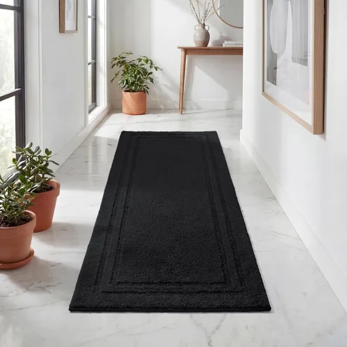 Vista 7 de Superior Cotton Washable Bath Rug, Non Slip Runner, 1 Piece Set, Black Absorbent Combed Cotton Bath Rug Runner or Rug Set, Bathroom Vanity or