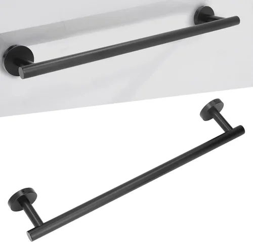 Vista 3 de Toallero para baño, toallero de acero inoxidable 304, toallero negro mate de 17.7 in, toallero de barra simple y elegante para baño, cocina