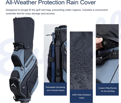 Vista 4 de UNIHIMAL Bolsa de carrito de golf de 14 vías con divisor organizador y cubierta para lluvia Full-Length Dividers, Rain Cover Included, Easy-Carry