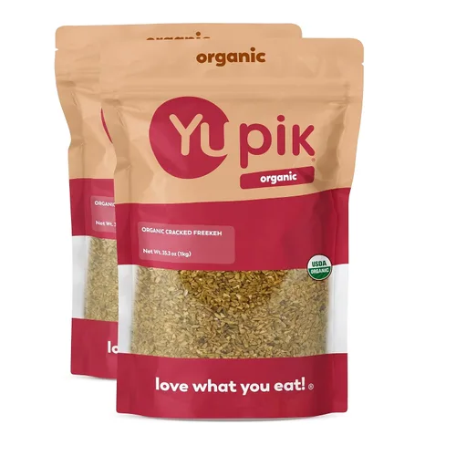 Vista 4 de Yupik Freekeh orgánico agrietado, 2.2 libras, sin OMG, vegano, grano entero antiguo, fuente de proteína y fibra, textura masticable de nuez