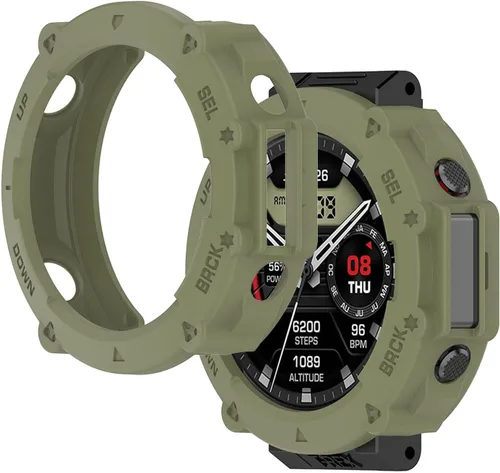 Vista 12 de Funda protectora compatible con Amazfit T-Rex Ultra Watch, TPU suave a prueba de golpes, funda protectora de marco para reloj inteligente, 2 Beige