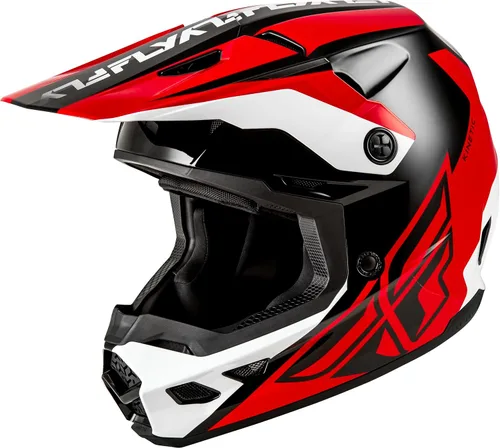 Vista 10 de FLY Racing Kinetic Crest MX Casco – Aprobado por DOT, carcasa de policarbonato ligero, equipo de protección avanzada para motocross Negro/Rojo/Gris
