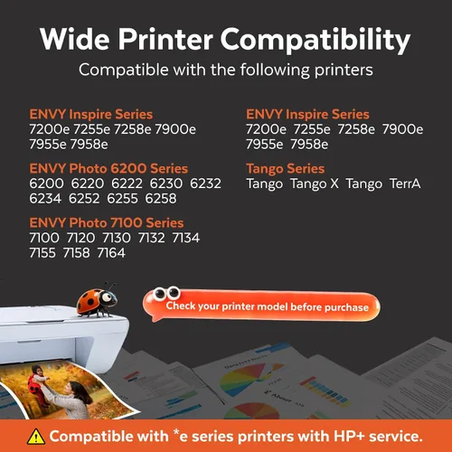 Vista 2 de COCCINK 64 XL para HP 64XL Cartucho de tinta Combo Pack HP Tinta 64 Color negro Trabaja con HP Envy Injspire 7200e 7255e 7900e 7950e 7955e 7958e