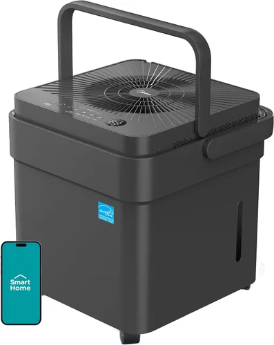 Vista 11 de Midea Cube - Deshumidificador de 20 pintas para sótano, hasta 1,500 pies cuadrados. Deshumidificador con manguera de drenaje, Certificado ENERGY