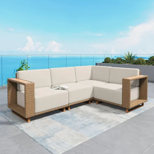 Vista 29 de SUNSHINE VALLEY 8 muebles seccionales de patio con cojín de 10 pulgadas de Beige-seccional