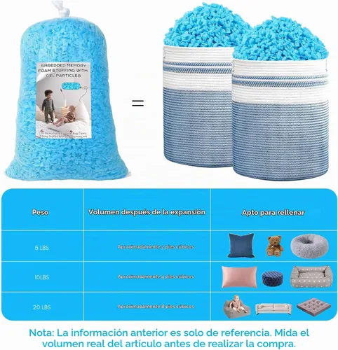 Vista 6 de Relleno de puf, relleno de espuma viscoelástica triturada de 5 libras, relleno de silla de puf, recarga de relleno para puf, relleno de saco de Azul