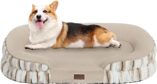 Vista 39 de Dwanton - Cama ortopédica para perros medianos con espuma de gel de memoria, sofá impermeable para perros, cama lavable para mascotas con cojín