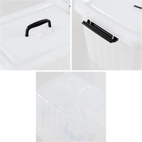 Vista 2 de Bringer - Paquete de 4 cajas de plástico transparente, contenedor de almacenamiento de 18 L con asa top carrying handle, secure latching buckles