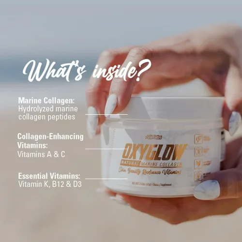 Vista 3 de EHP LABS OxyGlow - Polvo de colágeno marino natural, péptidos de colágeno marinos hidrolizados, aumenta la elasticidad y firmeza de la piel, acelera