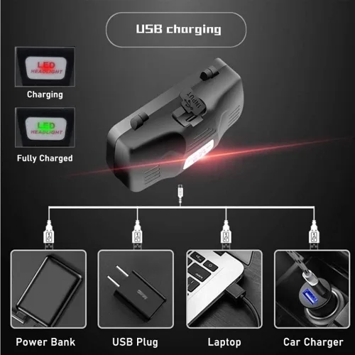 Vista 6 de Linterna frontal recargable de 80000 lúmenes, luz roja para caza, súper brillante, linterna LED para cabeza con luz roja, zoom, impermeable, 3