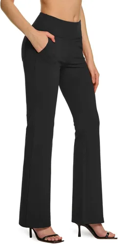 Vista 3 de TSLA Pantalones de yoga y vestir para mujer, 2931 pulgadas, pantalones de trabajo casuales de oficina, pantalones elásticos de pierna recta con 4