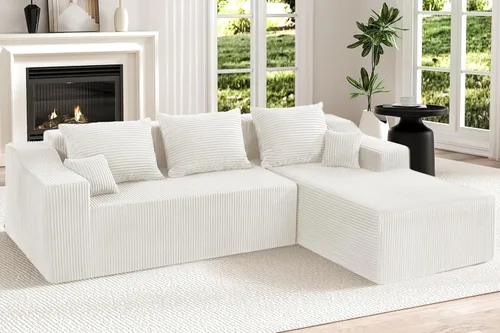 Vista 12 de HABUTWAY Sofás seccionales para sala de estar, sofá modular en forma de L de 105 pulgadas sin montaje, sofá modular con asiento profundo