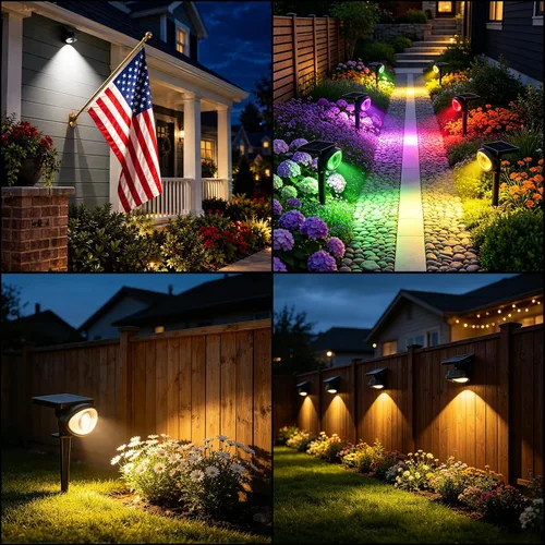 Vista 7 de Luces solares IP67 impermeables para exteriores, 2CCT y luces de paisaje