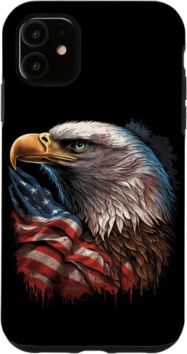 Vista 8 de Funda patriótica para iPhone 16 con diseño de ojos de águila calva americana